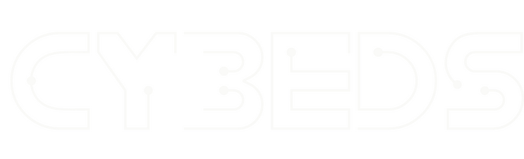 white graphic of the cybeds logo
