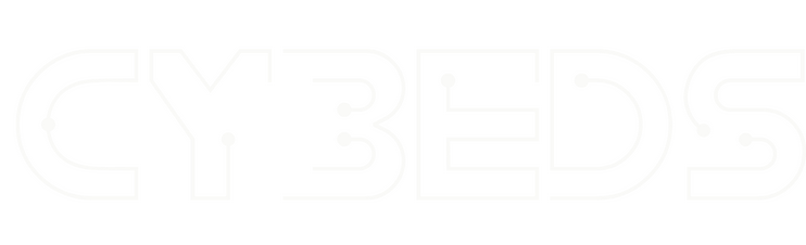 white graphic of the cybeds logo
